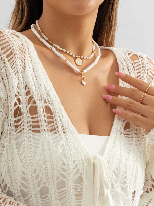 Boho Heart Crystal Necklace - Image 2