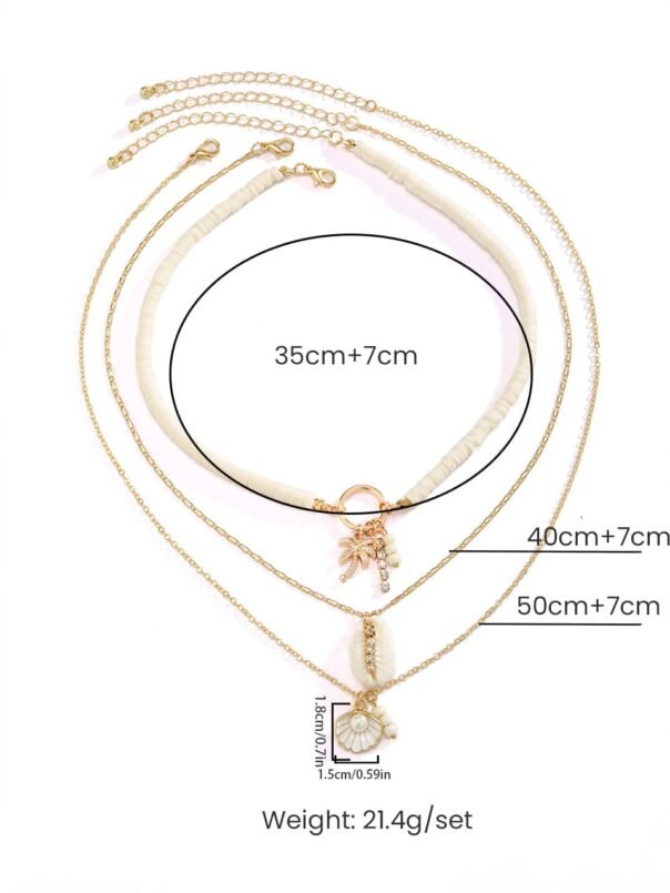 Shell And Sunflower Pendant Multi-layered Necklace - Image 4