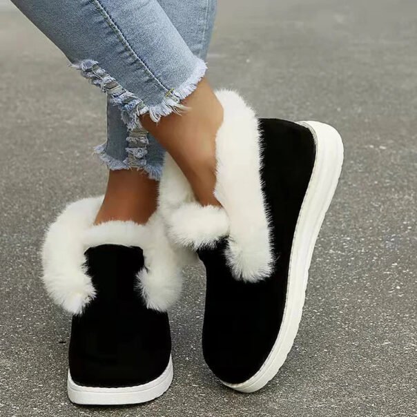 Casual Fashion Fur Lining Ankle Snow Boots - Image 3