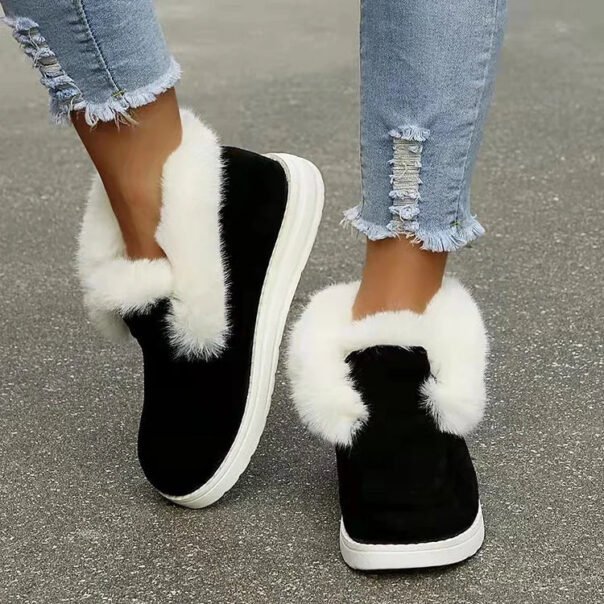 Casual Fashion Fur Lining Ankle Snow Boots - Image 4