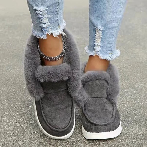 Casual Fashion Fur Lining Ankle Snow Boots - Image 5