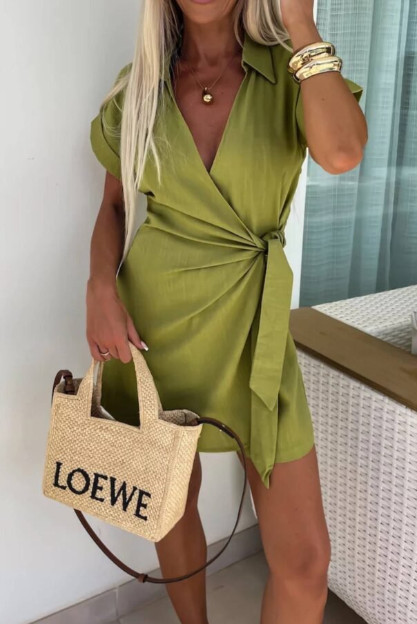 Casual Lapel Short Sleeve Romper - Image 19