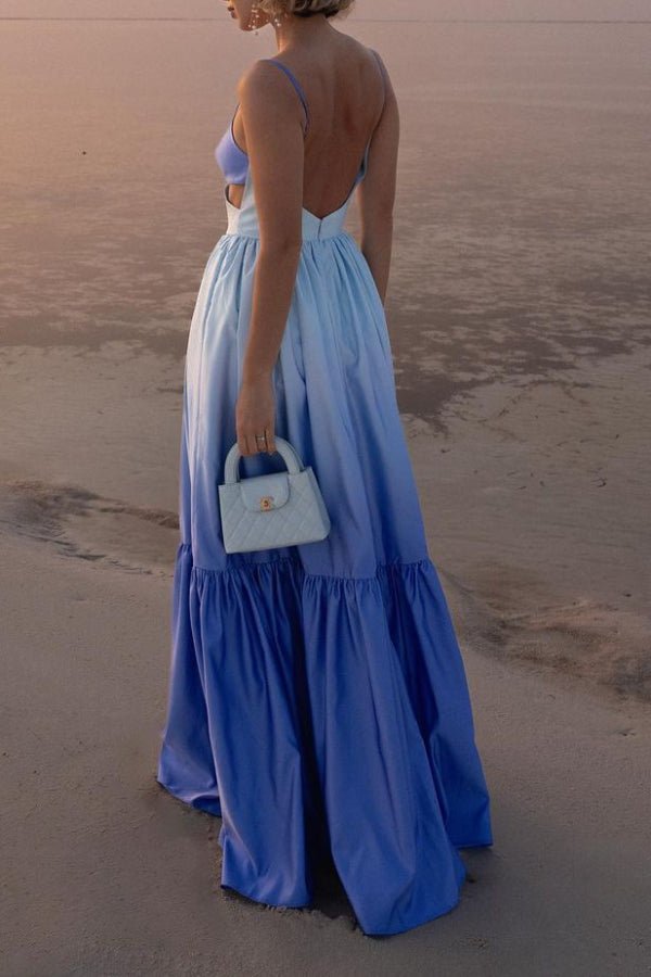 Ocean Ombre Sling Backless Maxi Dress - Image 2