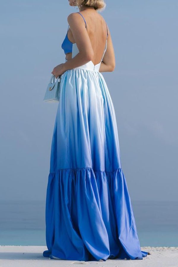 Ocean Ombre Sling Backless Maxi Dress - Image 5