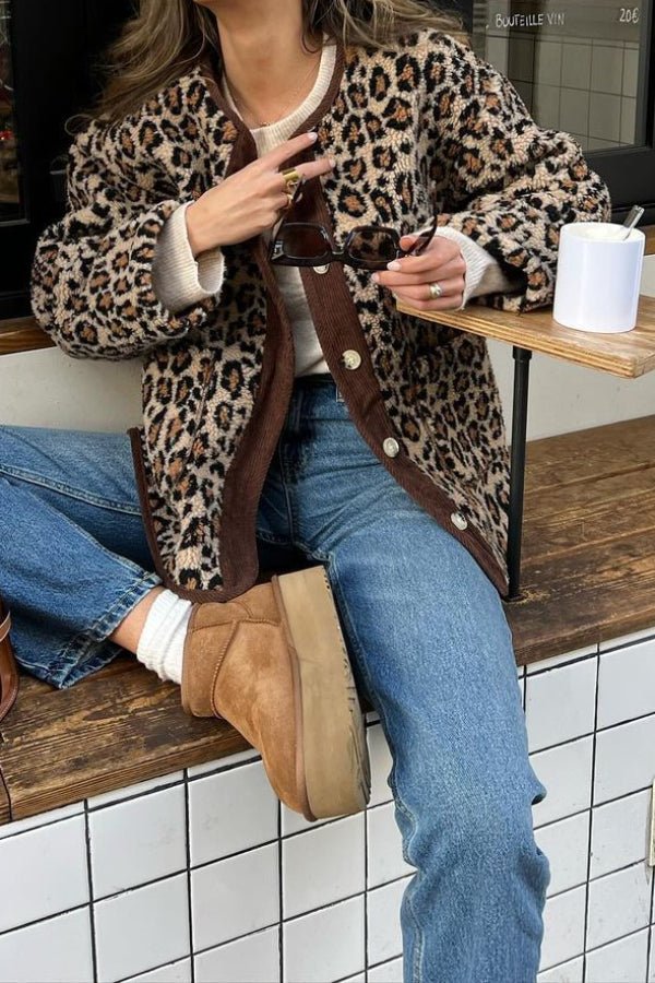 Leopard print casual loose long sleeve jacket - Image 2